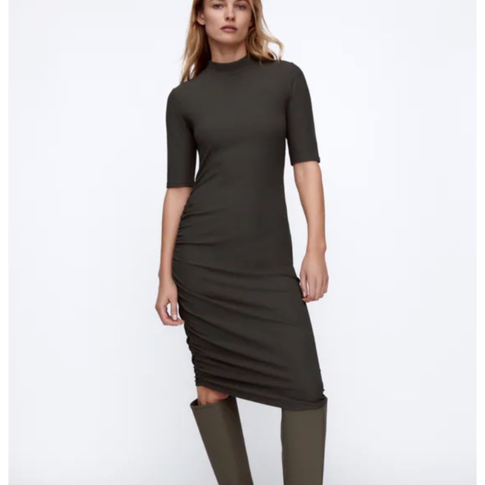 ZARA mock ruched dress